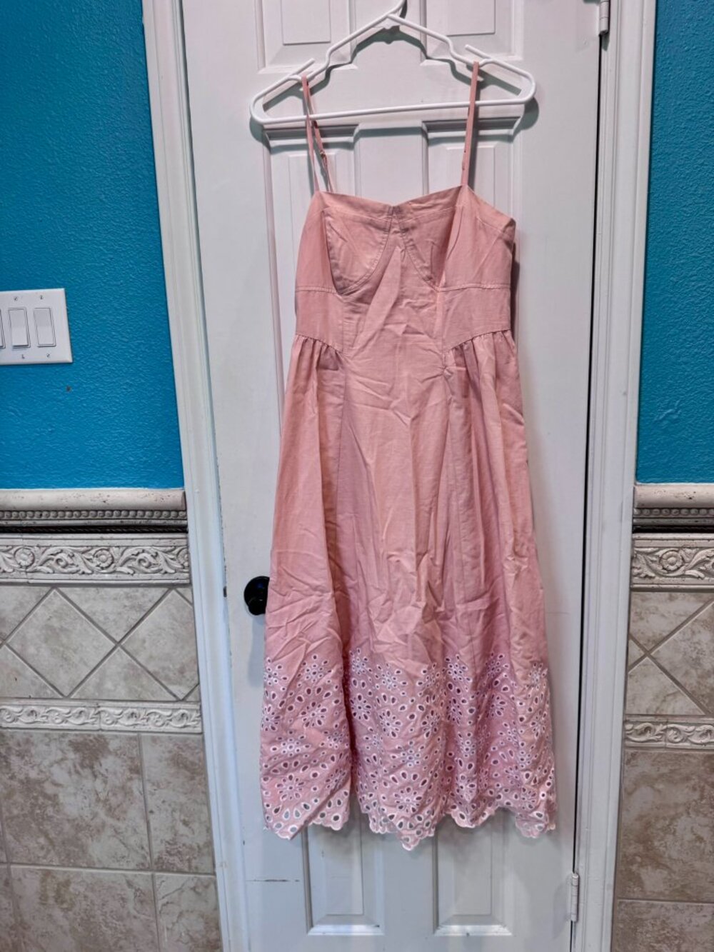LOFT Pink Eyelet Midi Dress – Size 4